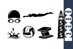 Swimming Cap Goggles Diving Vector Icons Product Image 1