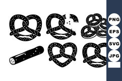 Black Silhouette Pretzel Vector Set with Texture Product Image 1
