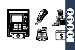 Black And White Payment Machine Vector Icons Product Image 1
