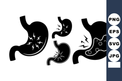 Human Stomach Pain Digestive Vector Icons Set Product Image 1