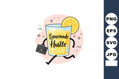Glass of lemonade with lemon slice and briefcase running hus Product Image 1