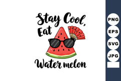 Watermelon slice with sunglasses and fan stay cool summer fr Product Image 1