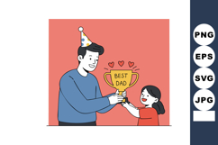Father and daughter celebrating best dad trophy for Fathers Product Image 1