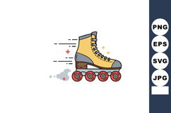 Retro style yellow and gray roller skate with red wheels vec Product Image 1