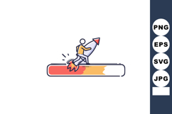 Business growth concept with person riding rocket on loading Product Image 1
