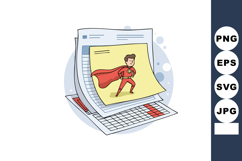 Superhero cartoon on sticky note over open calendar showing Product Image 1