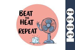 Electric fan with melting ice cube and beat the heat repeat Product Image 1