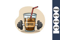 Iced Coffee with Dumbbells Fitness and Energy Concept Vector Product Image 1