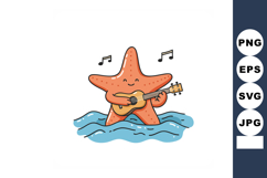 Starfish playing guitar in ocean waves cute aquatic music ve Product Image 1