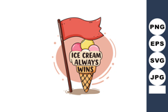 Ice Cream Cone with Red Flag and Motivational Text Illustrat Product Image 1