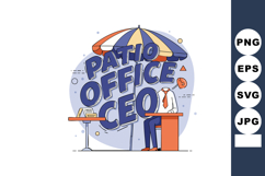 Patio office workspace concept with CEO working under umbrel Product Image 1