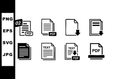 PDF file icons set with download and text document symbols i Product Image 1