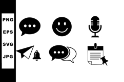 Communication icons set including chat bubbles smiley face m Product Image 1