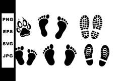 Animal and human footprints vector set with paw prints and s Product Image 1