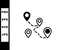 Location Pins with Dotted Route Path Vector Illustration for Product Image 1