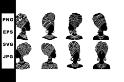 African women heads with traditional headwraps and jewelry s Product Image 1