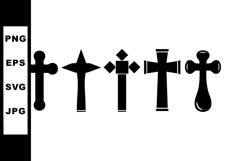Collection of various black Christian crosses vector Product Image 1