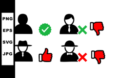 User verification and approval icons with silhouette Product Image 1