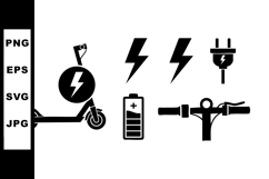 Electric scooter battery charging and energy icons with Product Image 1