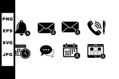 Communication and notification icons set with calendar chat Product Image 1