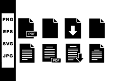 File icons set with pdf and download symbols in black and wh Product Image 1