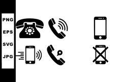 Communication icons set with classic rotary phone, modern Product Image 1