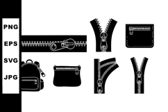 Zipper elements collection with backpack and wallet vector Product Image 1