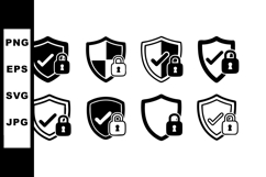 Security shield icons with check marks and padlocks for Product Image 1