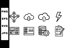 Technology icons set featuring cloud upload, database, Product Image 1