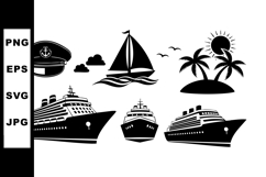 Cruise ship yacht sailboat captain hat tropical island palm Product Image 1