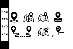Location pin icons with map and route symbols for Product Image 1