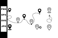 Location pointers icons with dashed route lines showing Product Image 1