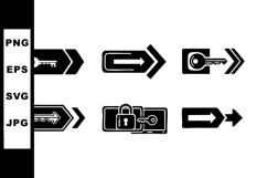 Security key icons with arrow symbols for access control Product Image 1
