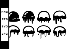 Melting ice cream scoops with dripping texture in black Product Image 1