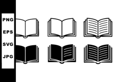 Open book icons set with simple black and white style for Product Image 1