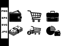 Finance and shopping icons including wallet, shopping cart, Product Image 1