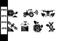 Agricultural technology icons with drone tractor satellite Product Image 1