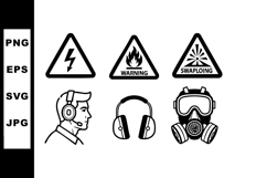 Safety warning symbols for electrical hazard fire and gas Product Image 1