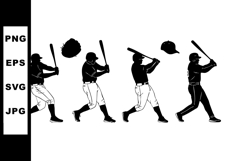 Baseball player silhouette sequence hitting ball vector Product Image 1
