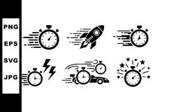 Stopwatch and rocket vector icons representing speed, Product Image 1