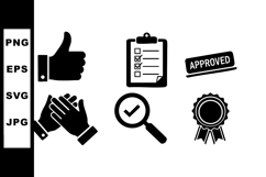 Quality assurance icons with approval, checklist, thumbs Product Image 1