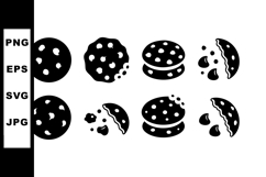 Chocolate chip cookies in various whole and bitten states Product Image 1