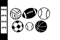 Various sports balls including volleyball football baseball Product Image 1
