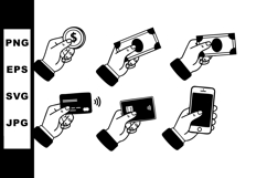 Hand holding different payment methods including coin, Product Image 1