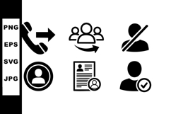 User profile and communication icons vector set with phone, Product Image 1