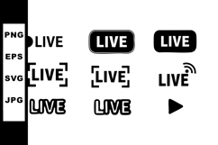 Live streaming icons set with play button and broadcast Product Image 1