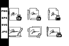 Ink pen with paper and ink bottle vector icons set for Product Image 1