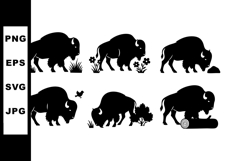 Buffalo silhouette collection in black with nature elements Product Image 1