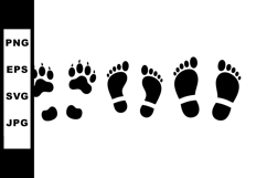 Animal and human footprints vector showing paw prints and Product Image 1