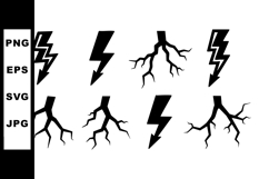 Lightning bolt and electric strike vector icons in simple Product Image 1